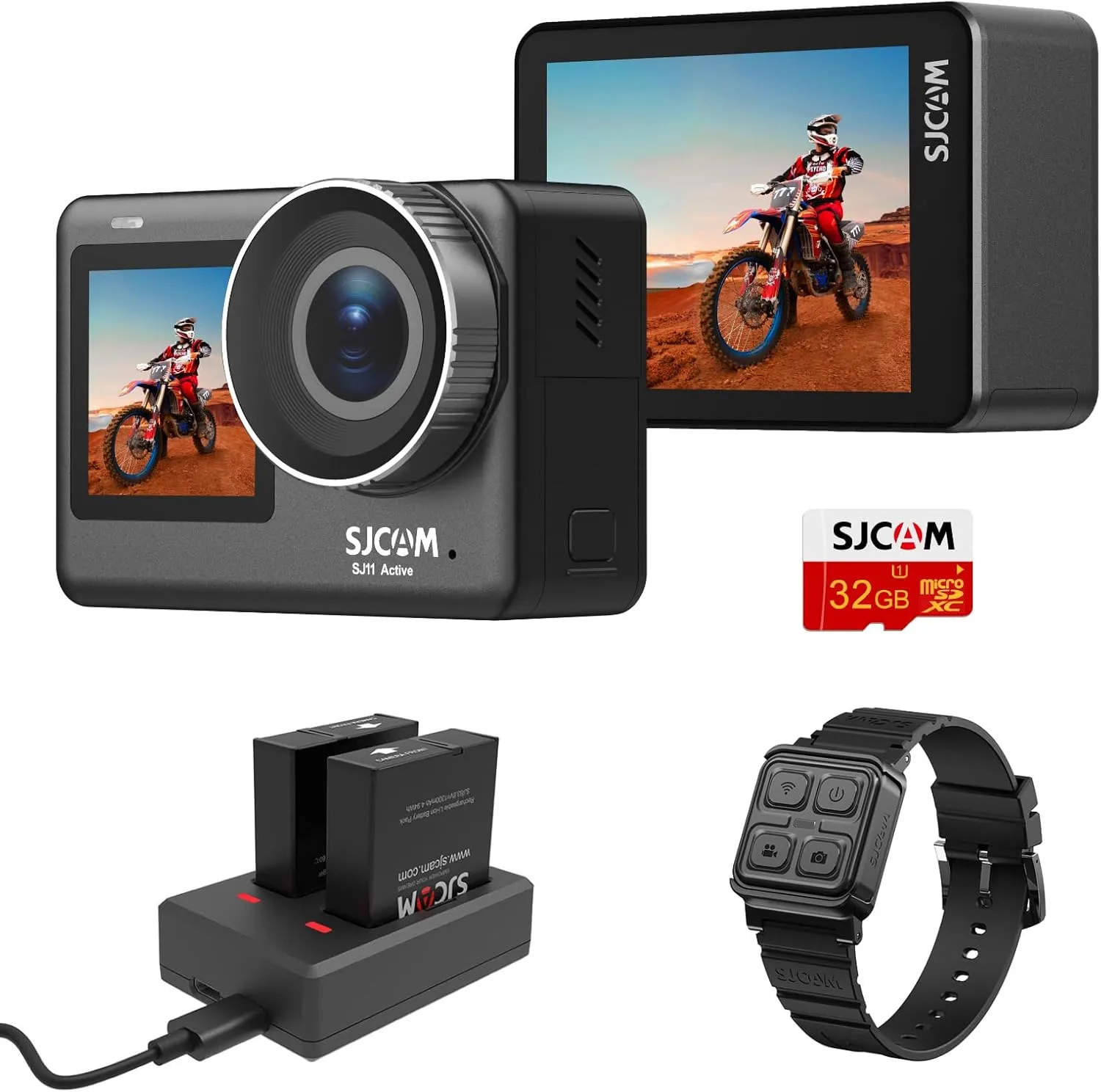 SJCAM SJ11 4K Action Camera, 98Ft Waterproof Underwater, Motorcycle Helmet Camera, OIS EIS stabilization, Ultra FOV with Active HDR, 5G WiFi, Remote Control Sports Camera with Helmet Kits