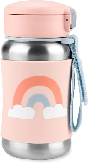 Skip Hop Toddler Sippy Cup with Straw, Sparks Stainless Steel Straw Bottle, Rainbow