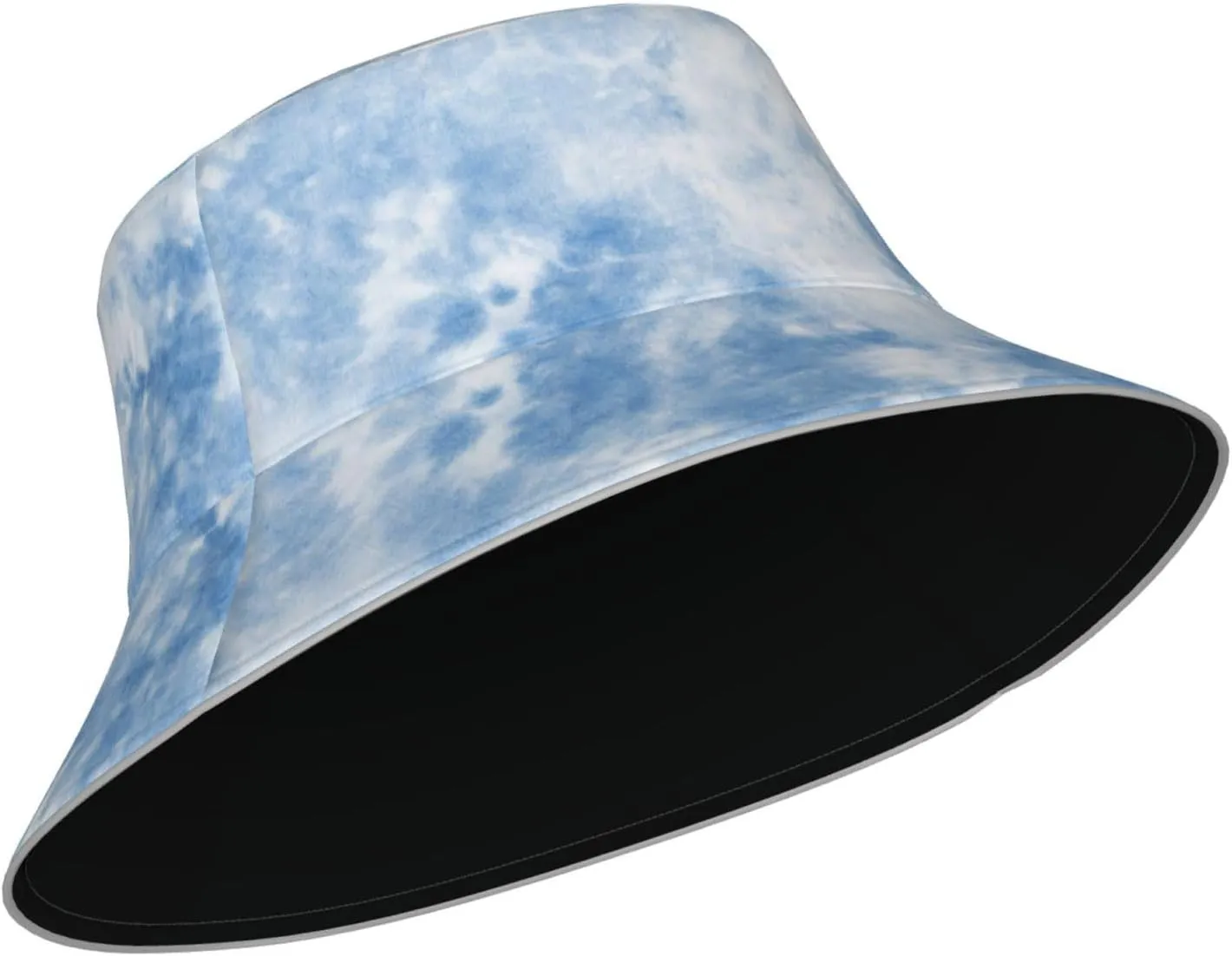 Sky Blue Tie Dye Bucket Hat for Women Men Teens Double-Side-Wear Reversible Summer Beach Sun Hat Packable Fisherman Cap