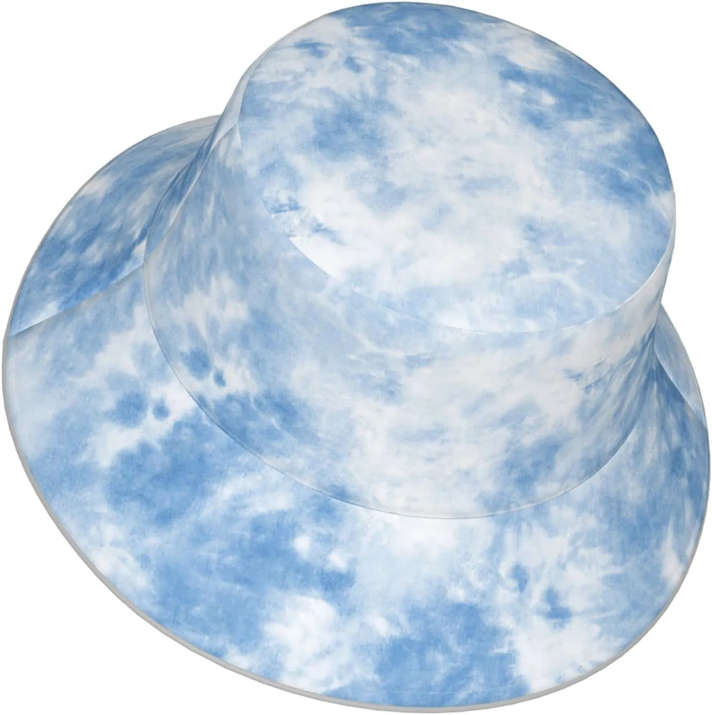 Sky Blue Tie Dye Bucket Hat for Women Men Teens Double-Side-Wear Reversible Summer Beach Sun Hat Packable Fisherman Cap