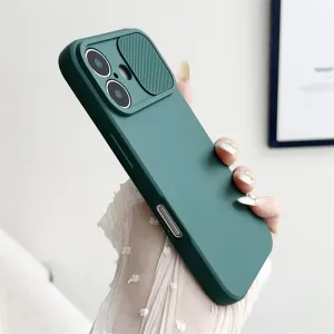 Slide Camera Lens Protection Soft Silicone Case for iPhone 15 14 Plus 13 12 11 Pro X XS XR Max 8 7 SE Shockproof Bumper Cover,Dark Green,for iPhone 11 Pro