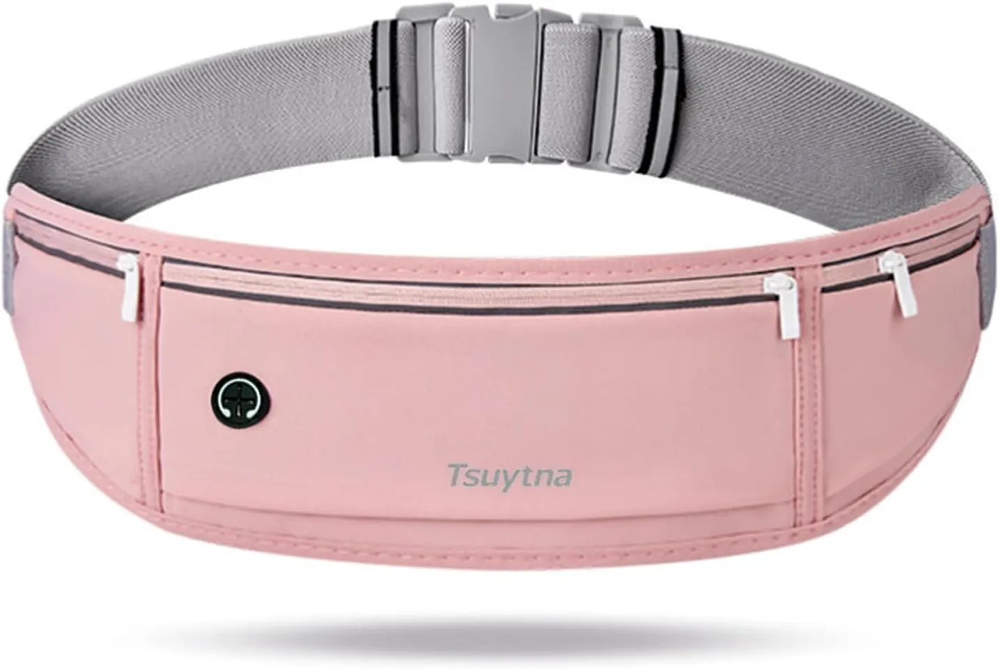 Slim Running Belt Fanny Pack for Men Women, Running Phone Holder Runners Pouch Waist Pack for Workout, Money Belt, 3 Pockets Running Gear Accessories Fits ALL Phones (Pink)