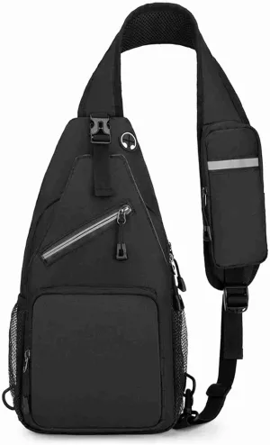 Sling Backpack,Crossbody Sling Bag Daypack Fanny Pack Cross Body Bag for Outdoors Hiking Traveling (Black)