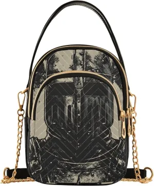 Sling Bag for Women Black Knight Print, Fashion Crossbody Handbags Purse with Chain Strap Top handle 5.91×3.15×8.27 Inches