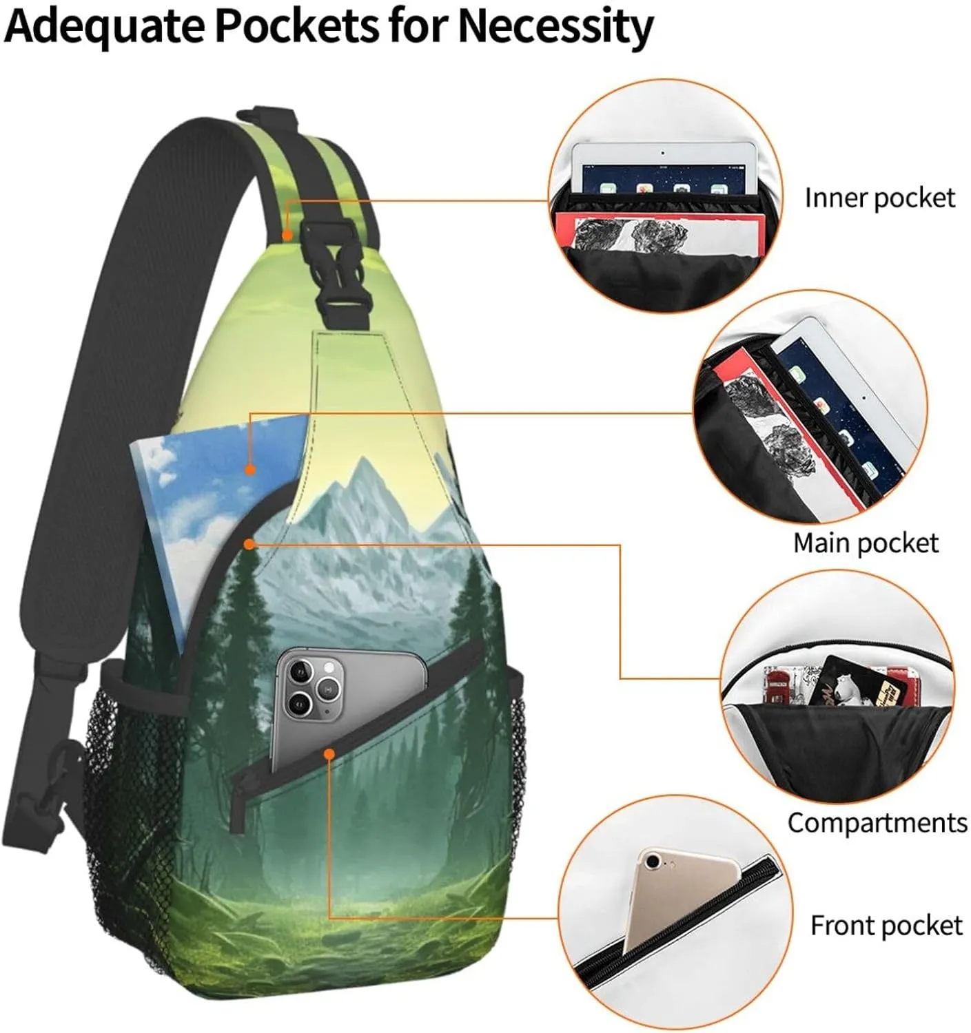 Sling Bag for Women Men Shoulder Bag winter landscape Chest Bag Travel Fanny Pack Lightweight Casual Daypack