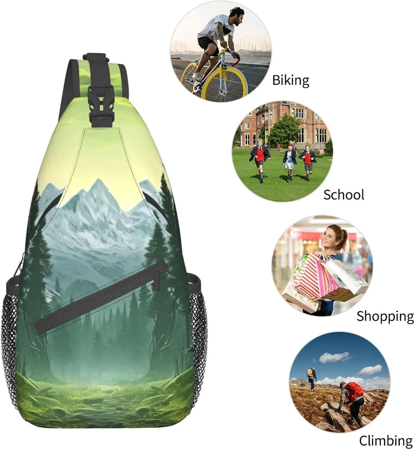Sling Bag for Women Men Shoulder Bag winter landscape Chest Bag Travel Fanny Pack Lightweight Casual Daypack