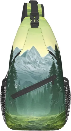 Sling Bag for Women Men Shoulder Bag winter landscape Chest Bag Travel Fanny Pack Lightweight Casual Daypack