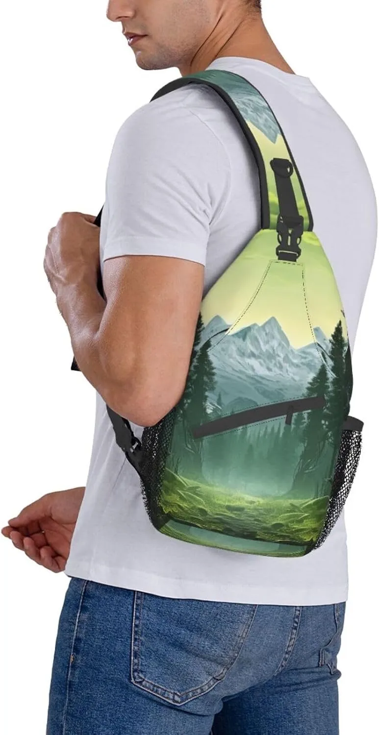 Sling Bag for Women Men Shoulder Bag winter landscape Chest Bag Travel Fanny Pack Lightweight Casual Daypack