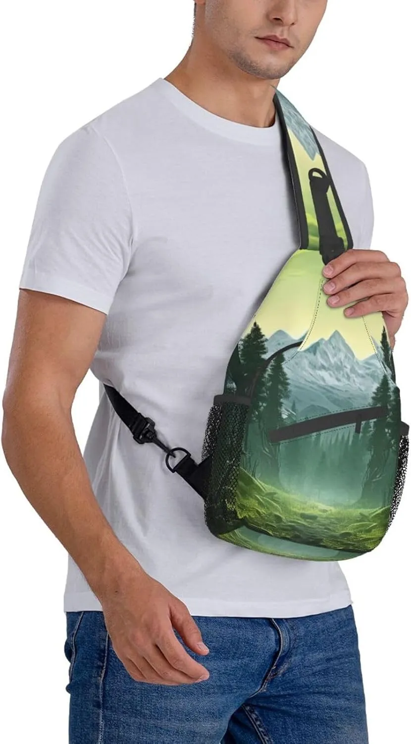 Sling Bag for Women Men Shoulder Bag winter landscape Chest Bag Travel Fanny Pack Lightweight Casual Daypack