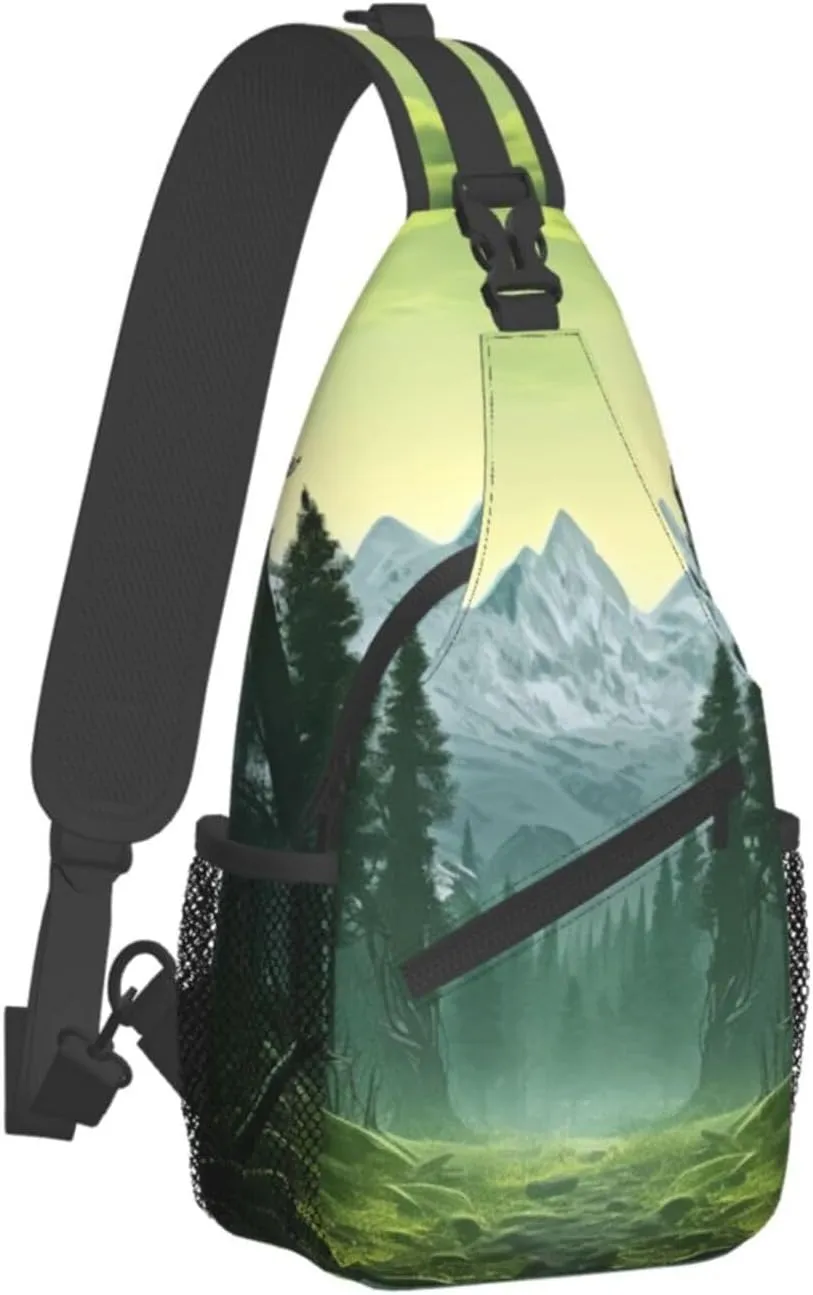 Sling Bag for Women Men Shoulder Bag winter landscape Chest Bag Travel Fanny Pack Lightweight Casual Daypack