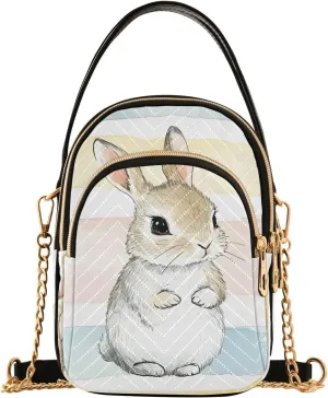 Sling Bag for Women Rabbit Stripe Print, Fashion Crossbody Handbags Purse with Chain Strap Top handle 5.91×3.15×8.27 Inches