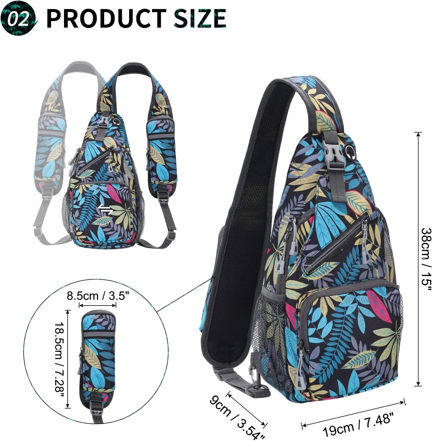 Small Sling Bag, Water Resistant 11 Inch Crossbody Chest Bags Oxford Daypack Backpack with Headphone Jack with Anti-theft Pocket for Men Women (Multicolor)