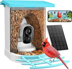 Smart Bird Feeder with Camera, 2K HD, Dual Granary, AI Identify 16,000  Birds, Auto-Capture, Motion Detection, 5W Solar, 170° Wide View, Ideal Gift for Birds Lovers, Outdoor Bird Watching.