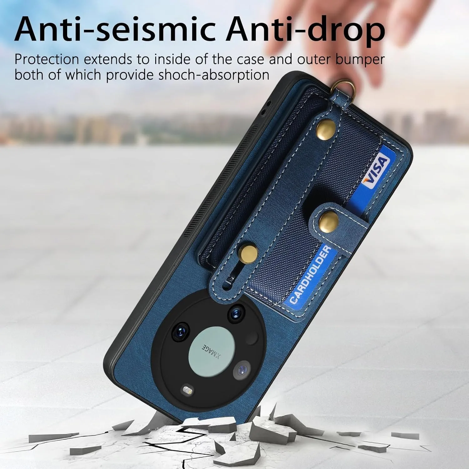 Smartphone Flip Cases Phone Back Protection Case Compatible with Huawei Mate 60 Pro Wallet Case,Shockproof Flip Cover Drop Protective Case with Card Holder, Protective Handbag Flip Cover Wrist Strap F