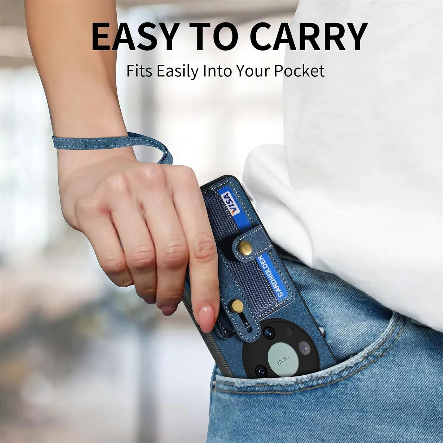 Smartphone Flip Cases Phone Back Protection Case Compatible with Huawei Mate 60 Pro Wallet Case,Shockproof Flip Cover Drop Protective Case with Card Holder, Protective Handbag Flip Cover Wrist Strap F
