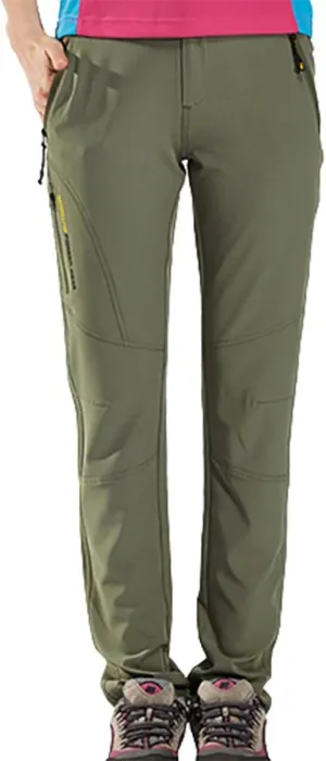Snow Pants Women Outdoor Waterproof Windproof Fleece Lined Slim Cargo Snow Ski Hiking Pants with Pockets