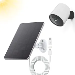 Solar Panel Compatible with SimpliSafe Outdoor Camera Wireles, 4W 5V Solar Panel with 10ft Charging Cable for Outdoor Battery Powered Security Camera with Wall Mount（Not Include Camera）