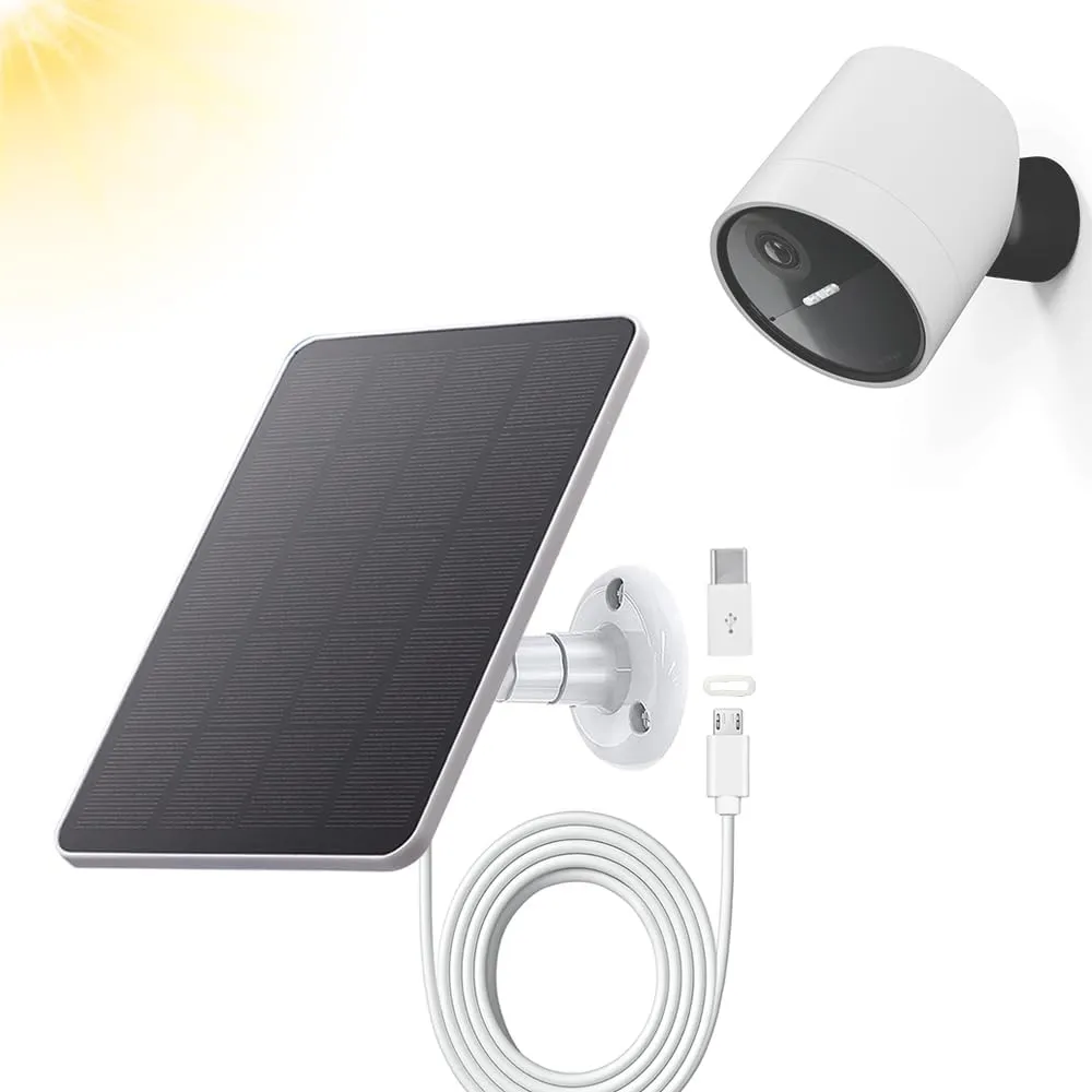 Solar Panel Compatible with SimpliSafe Outdoor Camera Wireles, 4W 5V Solar Panel with 10ft Charging Cable for Outdoor Battery Powered Security Camera with Wall Mount（Not Include Camera）