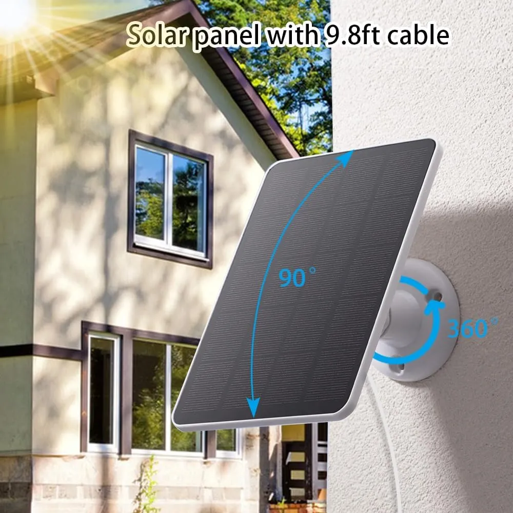 Solar Panel Compatible with SimpliSafe Outdoor Camera Wireles, 4W 5V Solar Panel with 10ft Charging Cable for Outdoor Battery Powered Security Camera with Wall Mount（Not Include Camera）