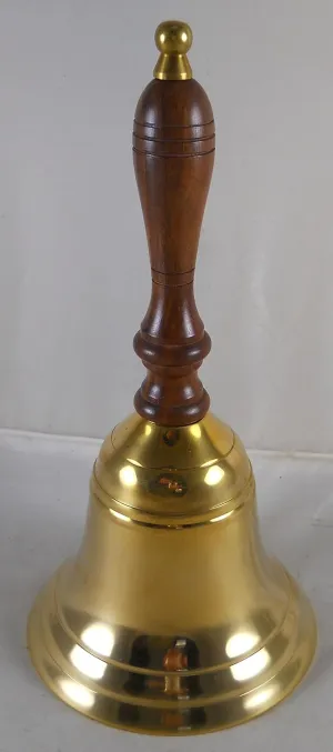 Solid Brass School Bell w/ Wood Handle ~ School Bell