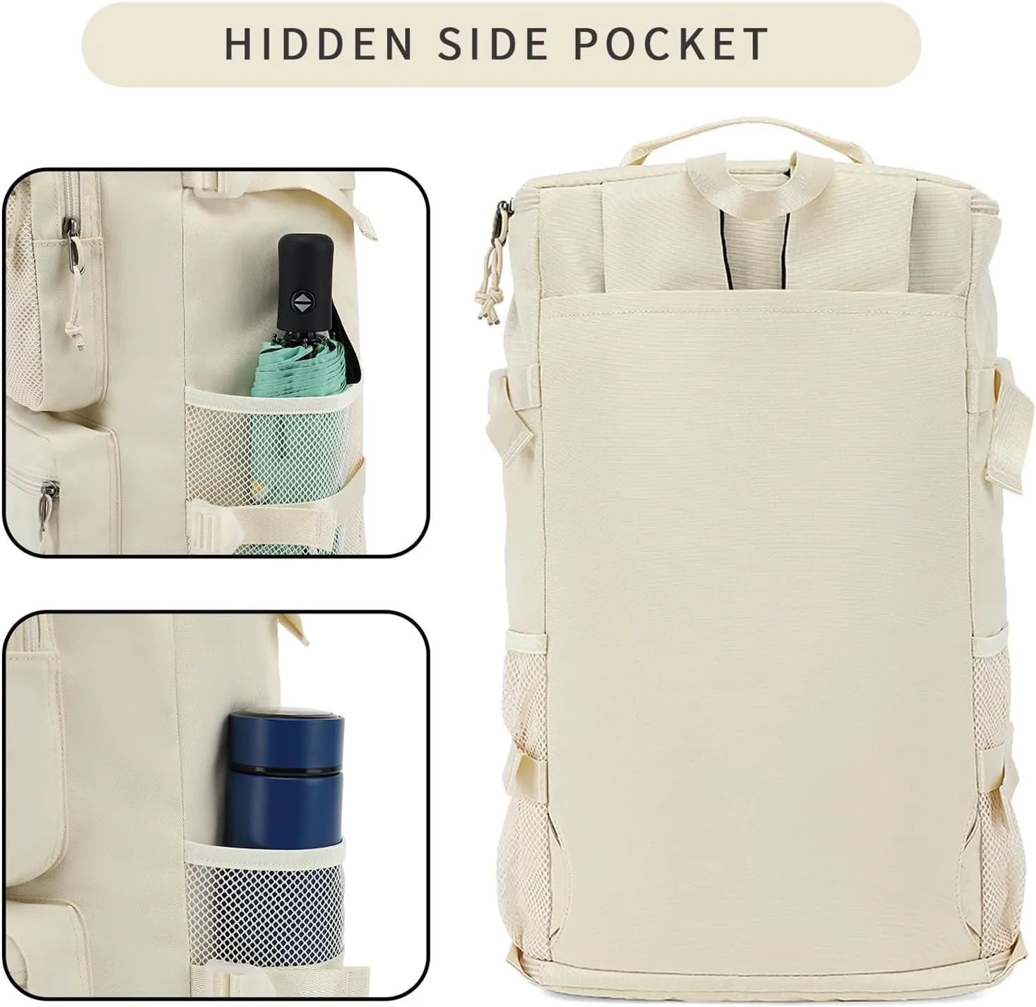 Solid color gym duffel bag backpack, wrestling bag,with shoe compartment, 4 kinds of back method waterproof travel sports walking laptop Lightweight（B-Sea Salt White）