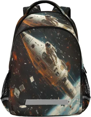 Spacecraft Floating Space Backpack for Boys Girls Kids Elementary Bookbag School Bag Students Daypack Travel Rucksack