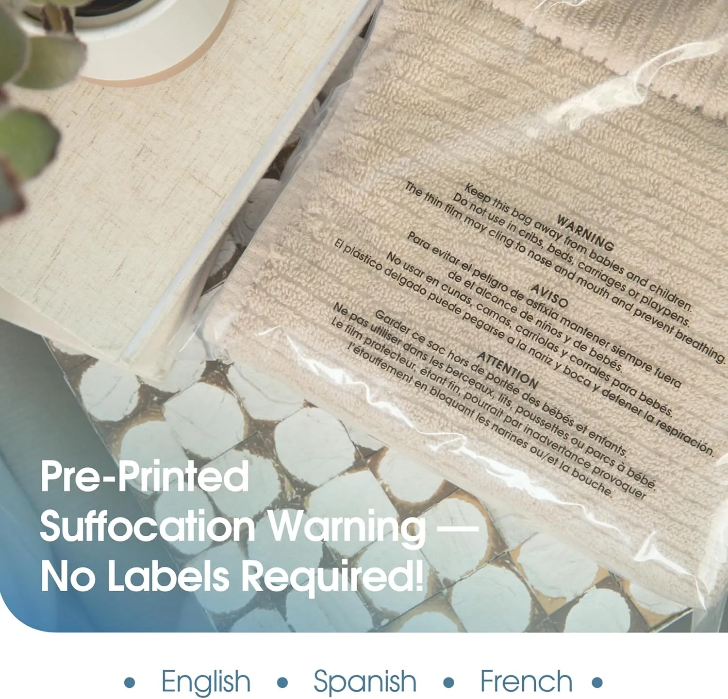 Spartan Industrial - 12” X 15” (200 Count) Self Seal Clear Poly Bags with Suffocation Warning for Packaging, T Shirts & Shipping - Resealable Glue