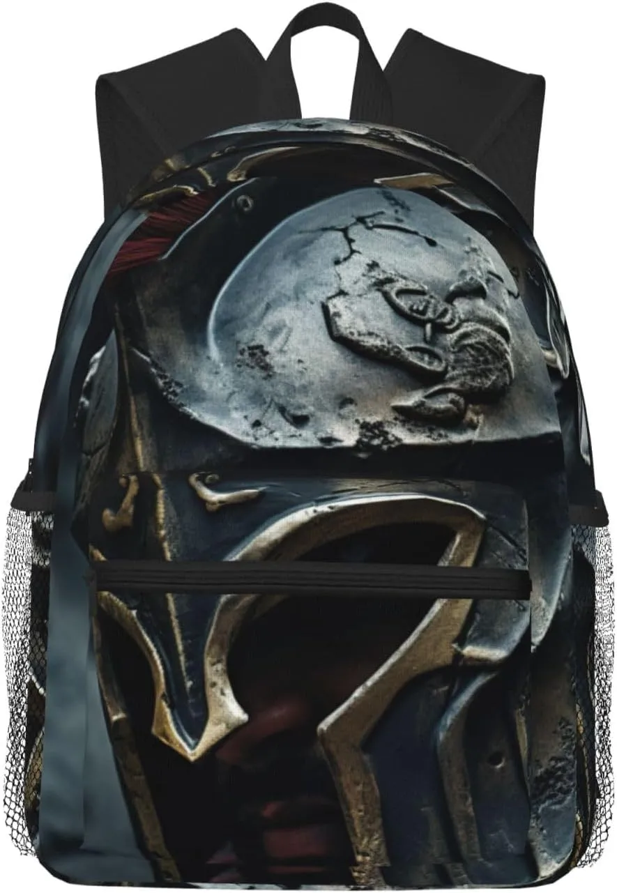 Spartan Warrior Helmet Fashion Backpack,Casual Daypack Backpacks For Men Women, Laptop Bag Travel Hiking Camping