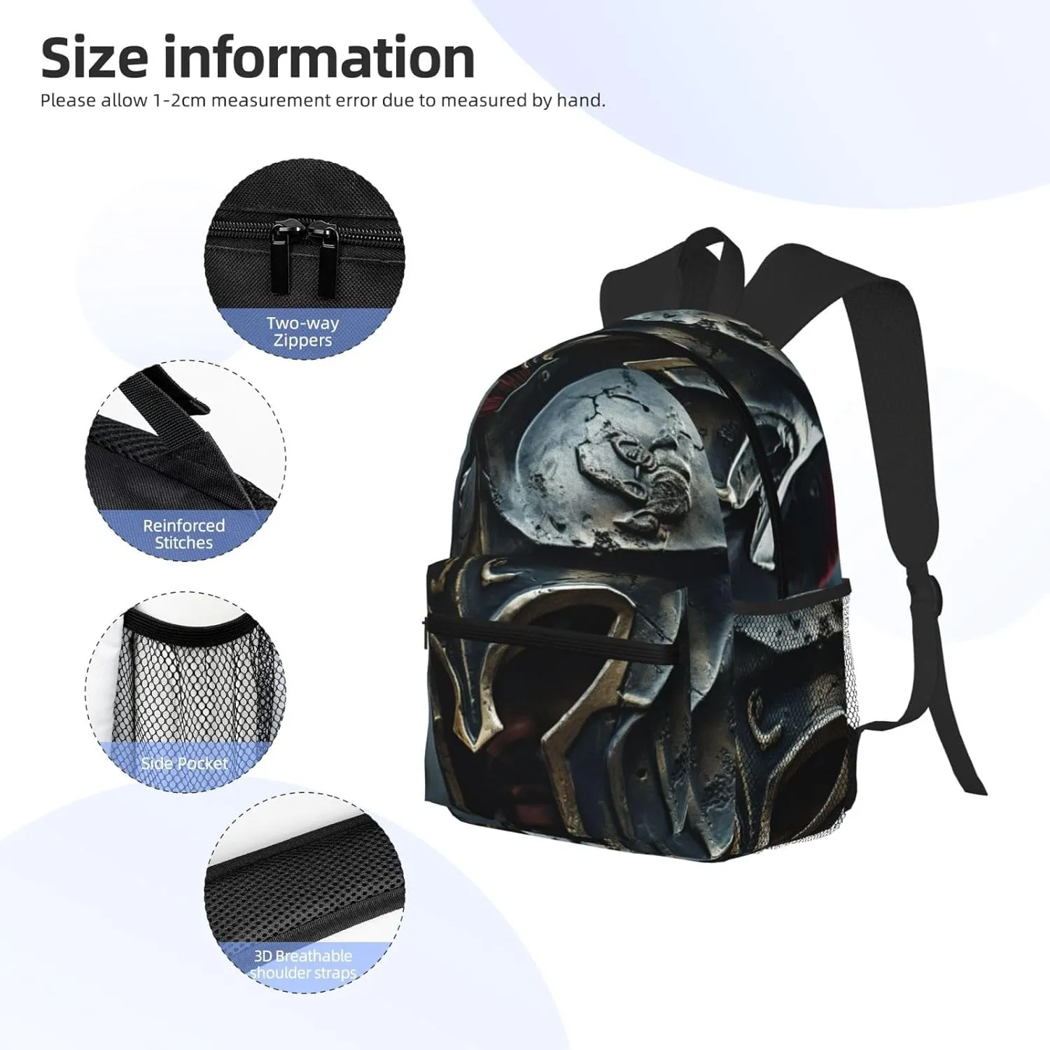 Spartan Warrior Helmet Fashion Backpack,Casual Daypack Backpacks For Men Women, Laptop Bag Travel Hiking Camping