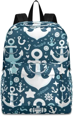 Spear Rudder Blue Backpack, Travel Rucksack Lightweight School Bookbag Daypack for Adults Teen Students Boys Girls