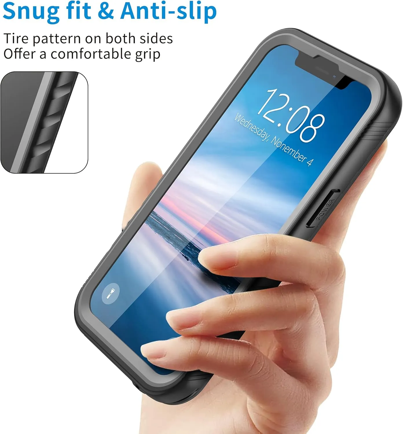 SPORTLINK for iPhone 13 Pro Waterproof Case - Full Body Shockproof Dustproof Phone Screen Protector Rugged Waterproof Case for iPhone 13 Pro 6.1 Inches Black