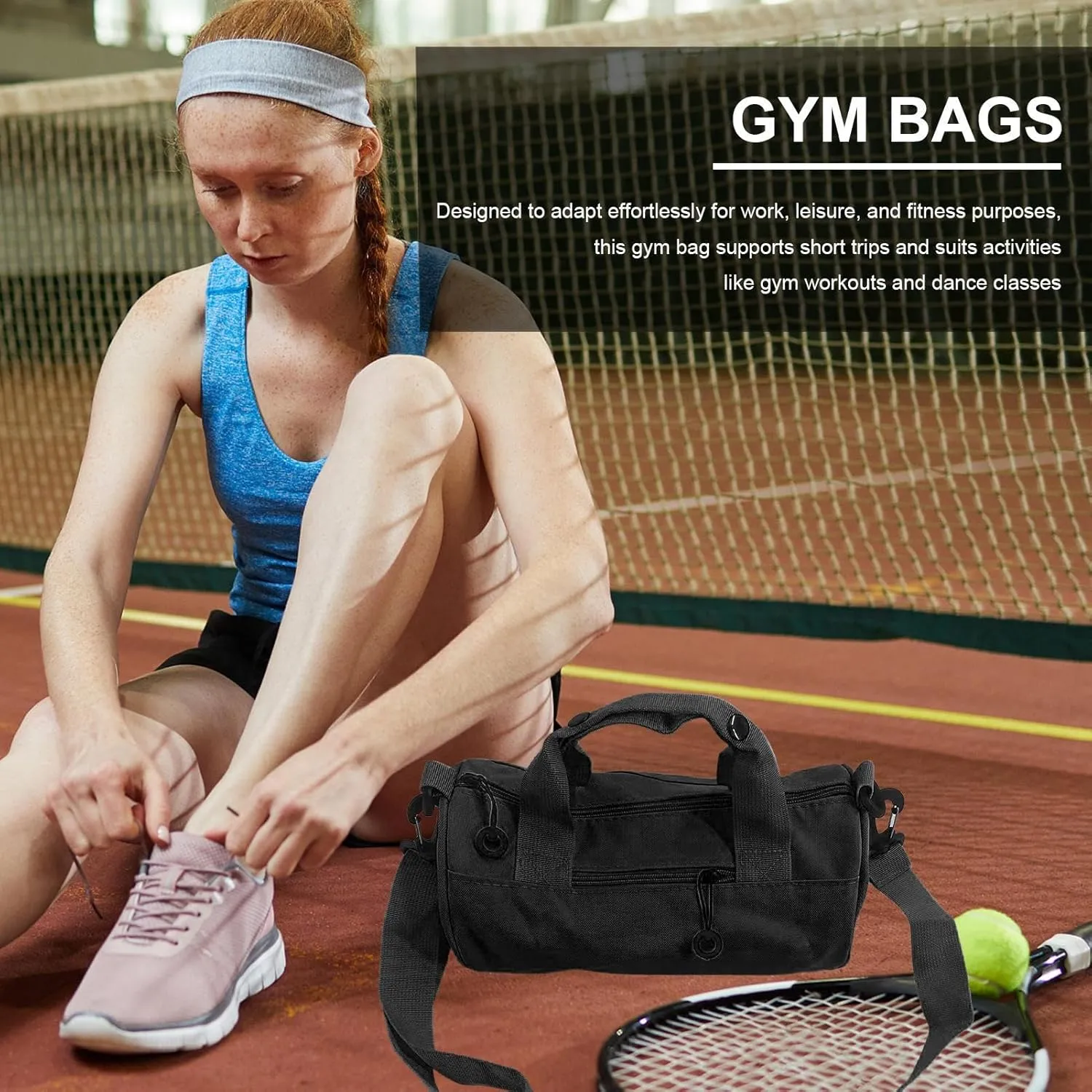 Sports Duffels - Gym Bag - Gym Shoulder Bag Barrel Purse | Workout Storage Carrier Large Capacity with Adjustable Strap for Hiking, Dance, Yoga, Swim, School 28x15cm