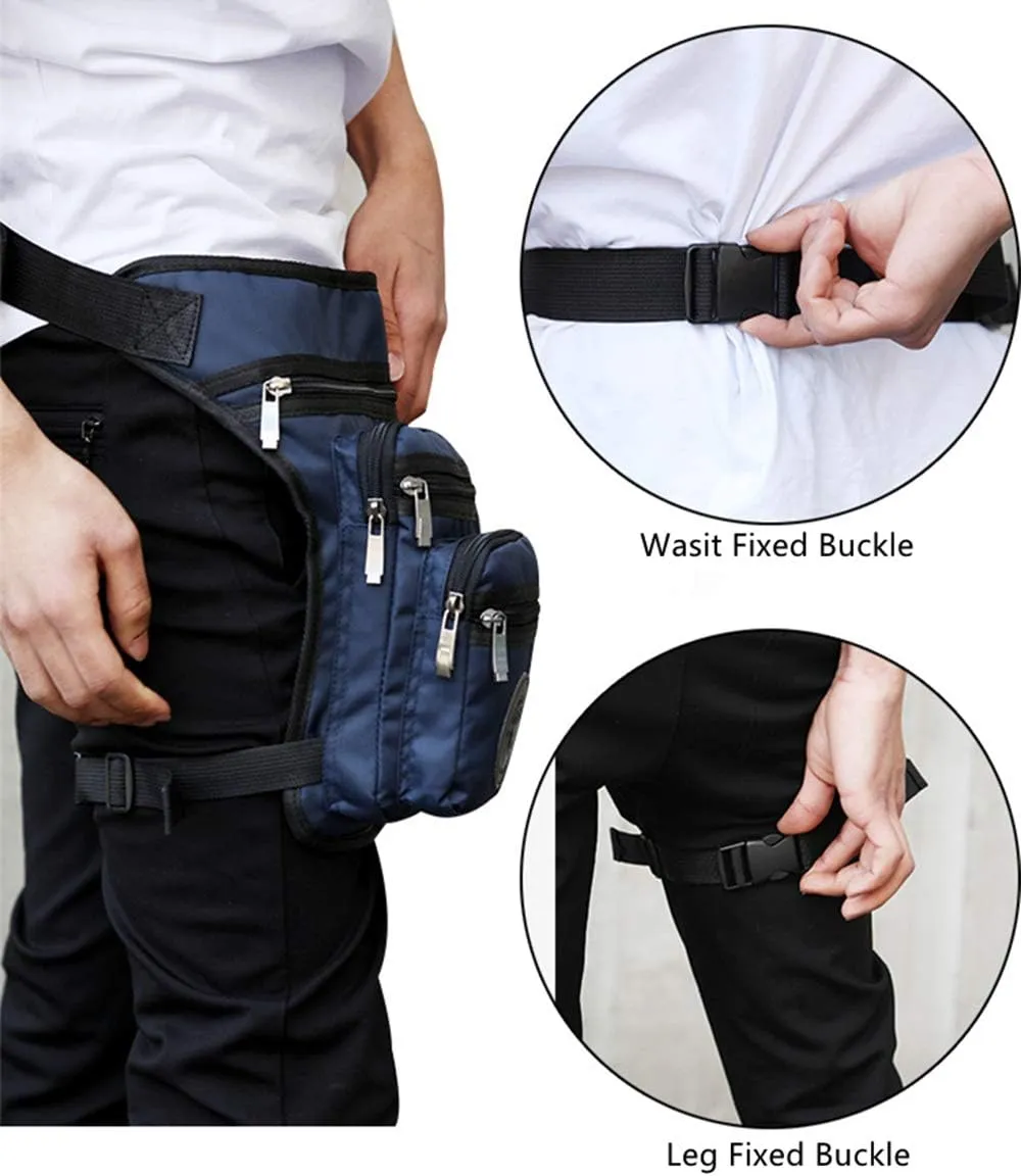 Sports Thigh Waist Bag Fanny Pack Racing Tactical Drop Leg Bag Waterproof Motorcycle Outdoor Bag Travel Hiking Climbing Cycling Shoulder Portable Bags (Blue)