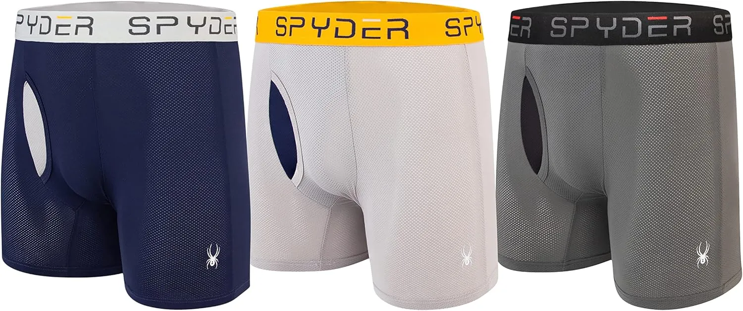 Spyder Performance Mesh Mens Boxer Briefs Sports Underwear/Fly Front