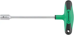 Stahlwille 43232080 12507-2K T-Handled Nut Spinner with Metric Tip, 8mm Size & 200mm Length, Matt Chrome Plated, 2-Component T-handle for Comfort, Made in Germany