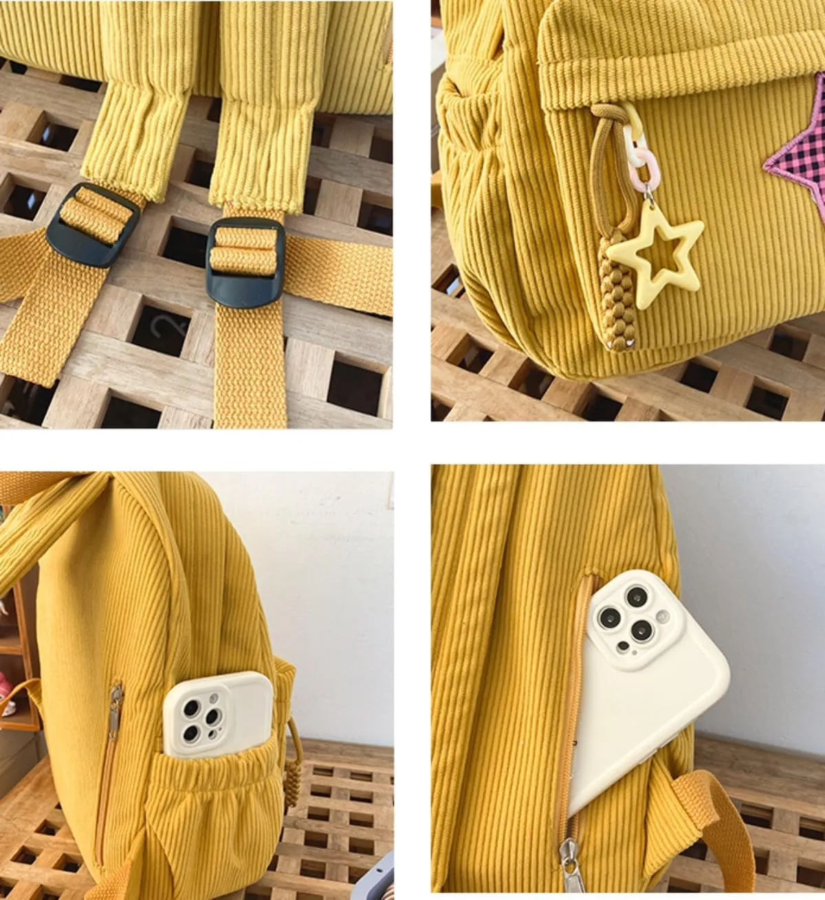 Star Backpack Kawaii Large Capacity Aesthetic Rucksack Cute Accessories Bag for Woman Light-hearted Mori (Green,Large)