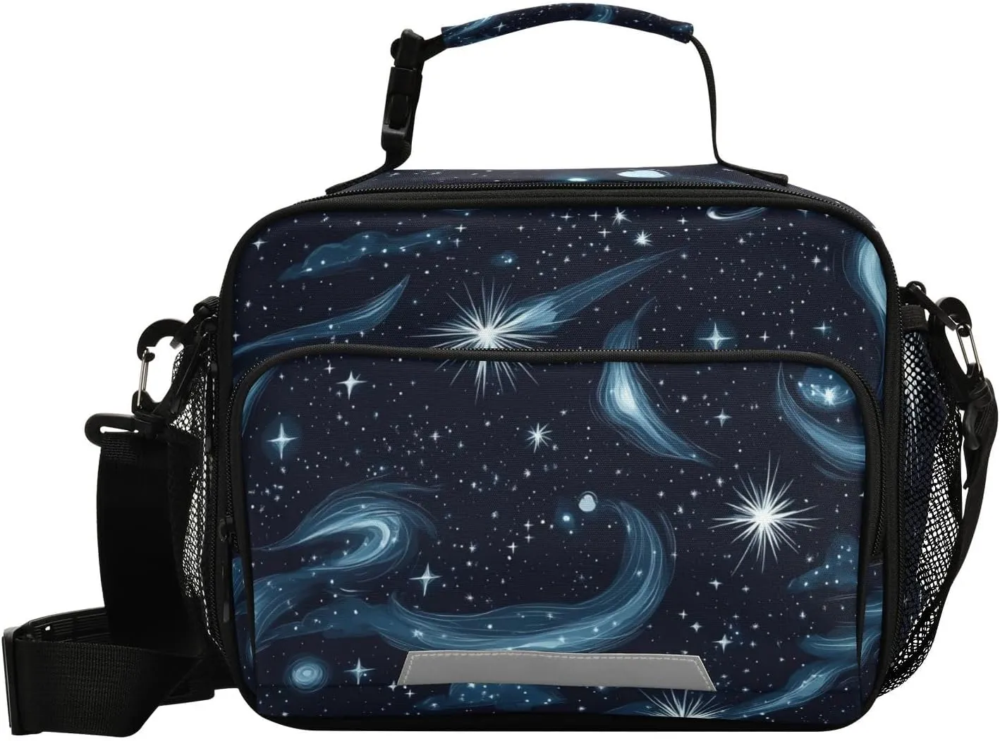 Stars Nebulae and Meteors Night Blue Lunch Bag Lunch Box Organizer Double Insulated Lunch Holder Waterproof and Reusable Meal Bag for Teens Women Men