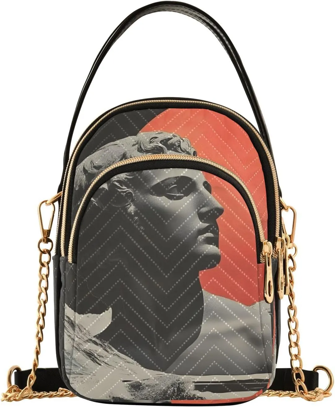 Statue Sun Sling Bag for Women, Small Shoulder Bag Crossbody Bag Purse with Chain Strap Top handle 5.91×3.15×8.27 Inches