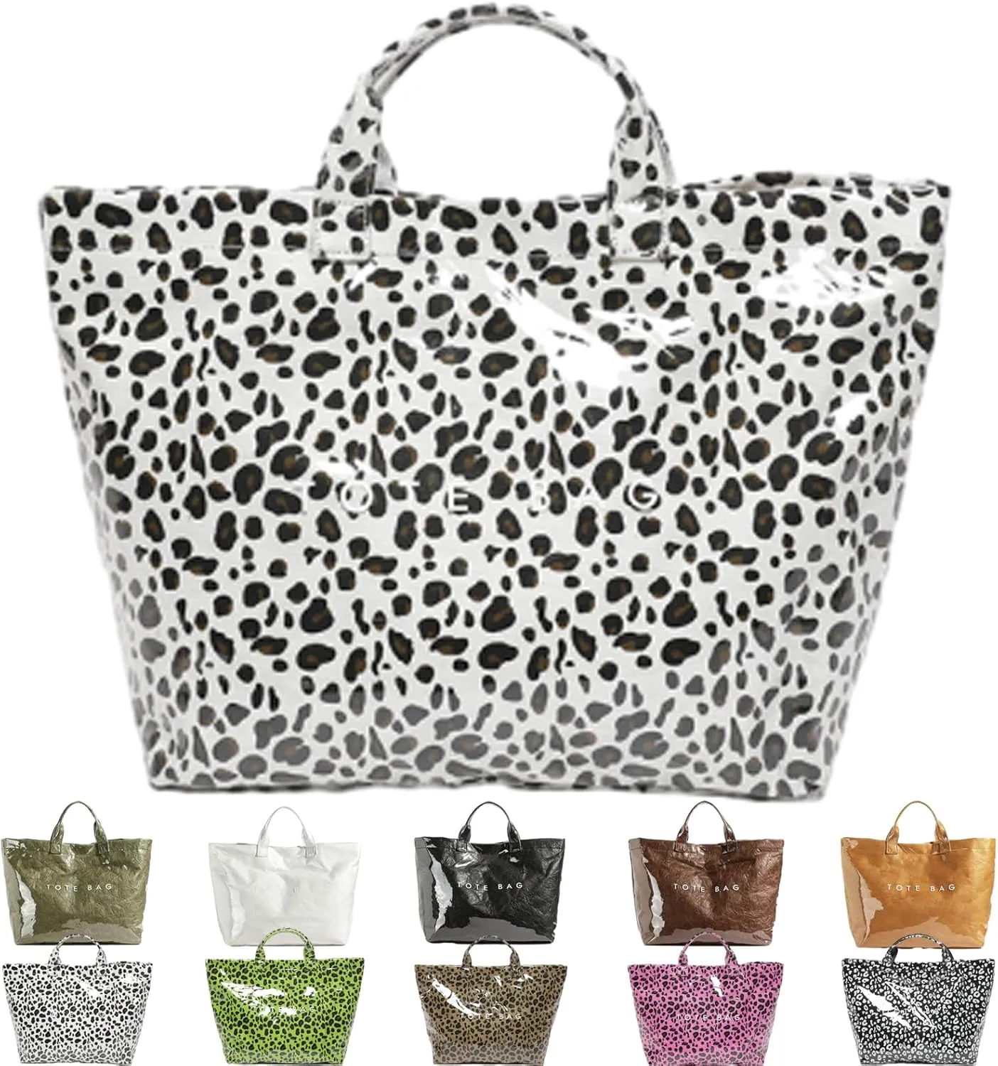 Stellaya Tote Bag, Womens Letters Print Tote Bag, Fashion Large Handle PVC Kraft Paper Handbag for Travel, Work