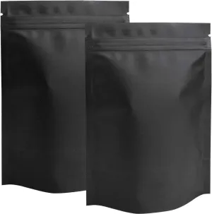STUs 100 Pack Mylar Stand-Up Bags 5.5 x 7.9 Inch Smell Proof Bags Foil Pouch Double-Sided Mylar Bag Matte Black
