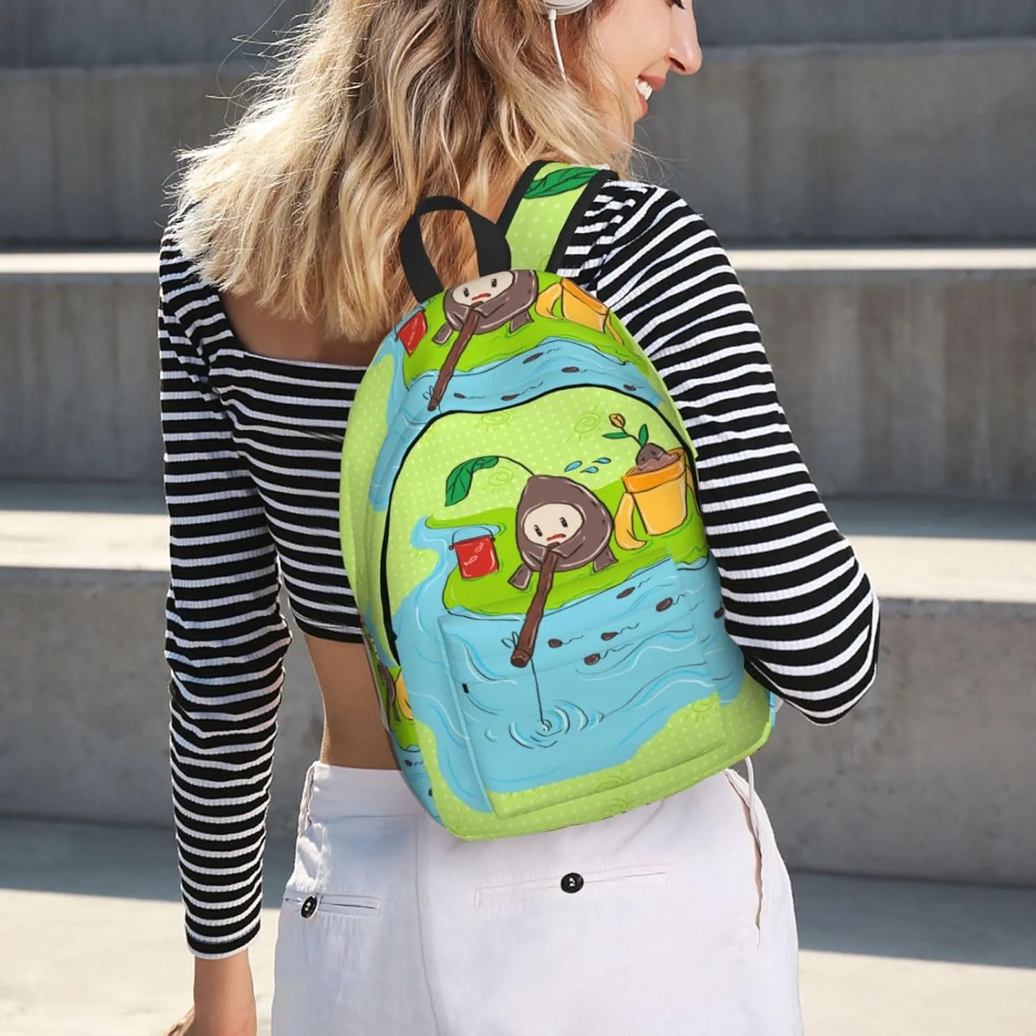 Stylish Canvas Casual Lightweight Backpack For Men, Women,Sunflower Seeds Fishing Laptop Travel Rucksack