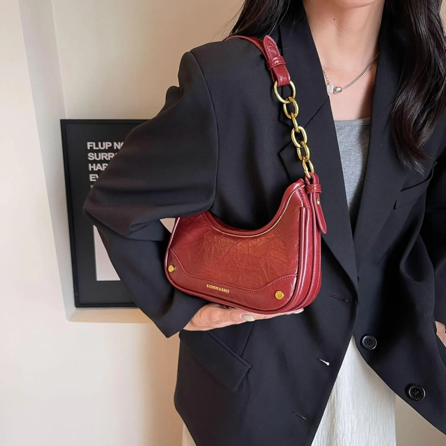 Stylish Small Cross-body Bag PU Leather Purse Armpit Tote 2025 Women's Shoulder Crossbody Bag