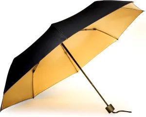 Suck UK - Black And Gold Windproof Umbrella | Travel Umbrella | Lightweight Compact Umbrellas | Folding Umbrellas | Manual Telescope Brolley | Strong Brolley | Handbag Essentials