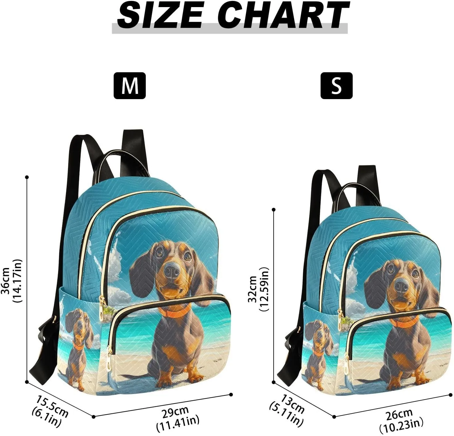 Summer Beach Dachshund Backpack Purse for Women Shoulder Bag Fashion Daypack Ladies Handbag Lightweight Travel Bag Rucksack