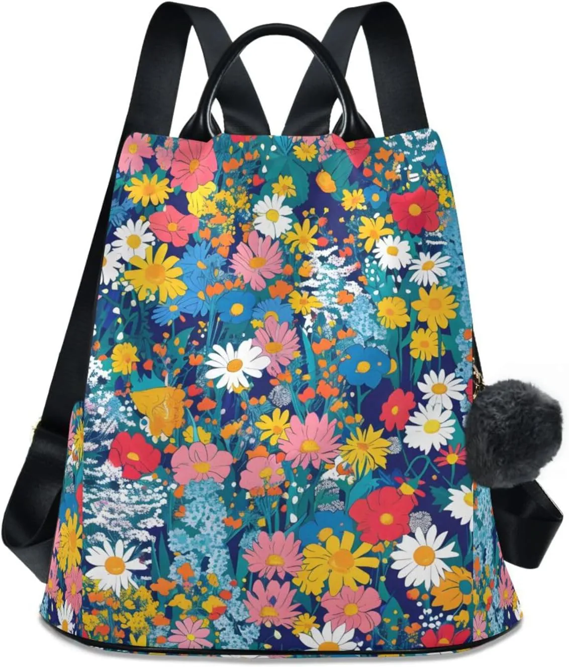 Summer Meadows Flowers Backpack for Women Anti Theft Large Fashion Travel Shoulder Bag Purse Rucksack Lightweight