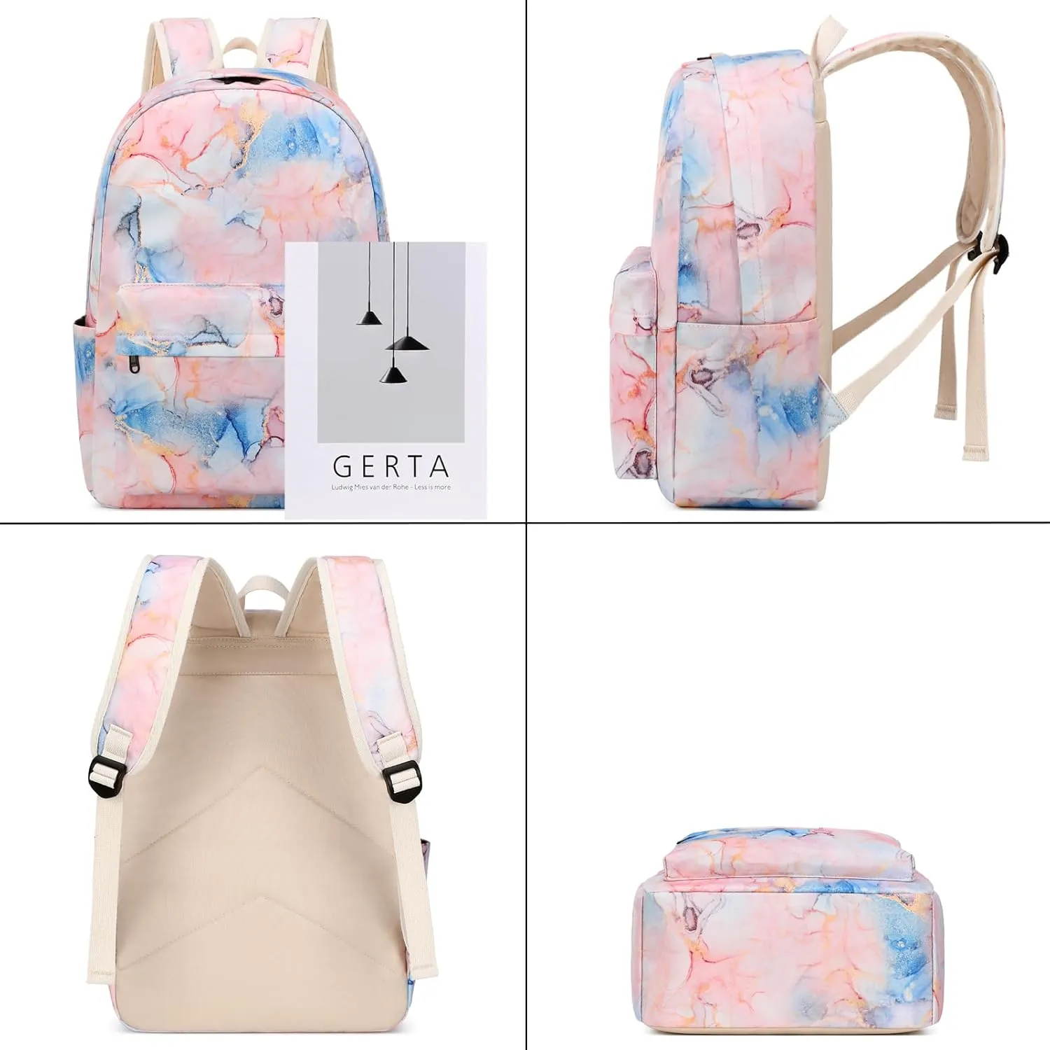 Sunborls Backpack for Teen Girls Lightweight High-Capacity Student Bookbag Women Backpack With Lunch Bag Pencil Bags Student Bookbags 3pcs（Light Pink）