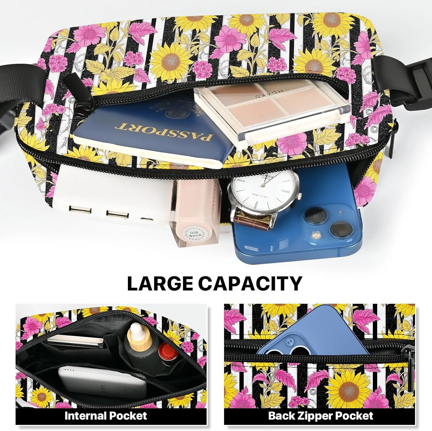 Sunflower Fanny Pack for Women Casual Belt Bag Waterproof Purse Lightweight Waist Bags with Adjustable Straps Wallet Travel Presents Workout