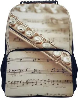 Supdreamc Flute Music Rucksack Polyester Anti-Theft Multipurpose Bookbag Big Capacity Travel and Sport Backpack Rucksack With Side Pockets