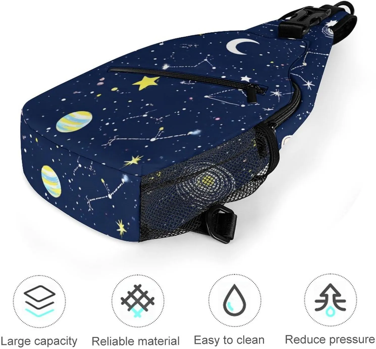 Supdreamc Men & Women Sling Backpack Satchel Bookbags Travel Rucksack Daypack - Multipurpose Anti-Theft Tool Backpack, Crossbody Chest Rucksack, Space Galaxy Constellation Zodiac Starry Night Stars