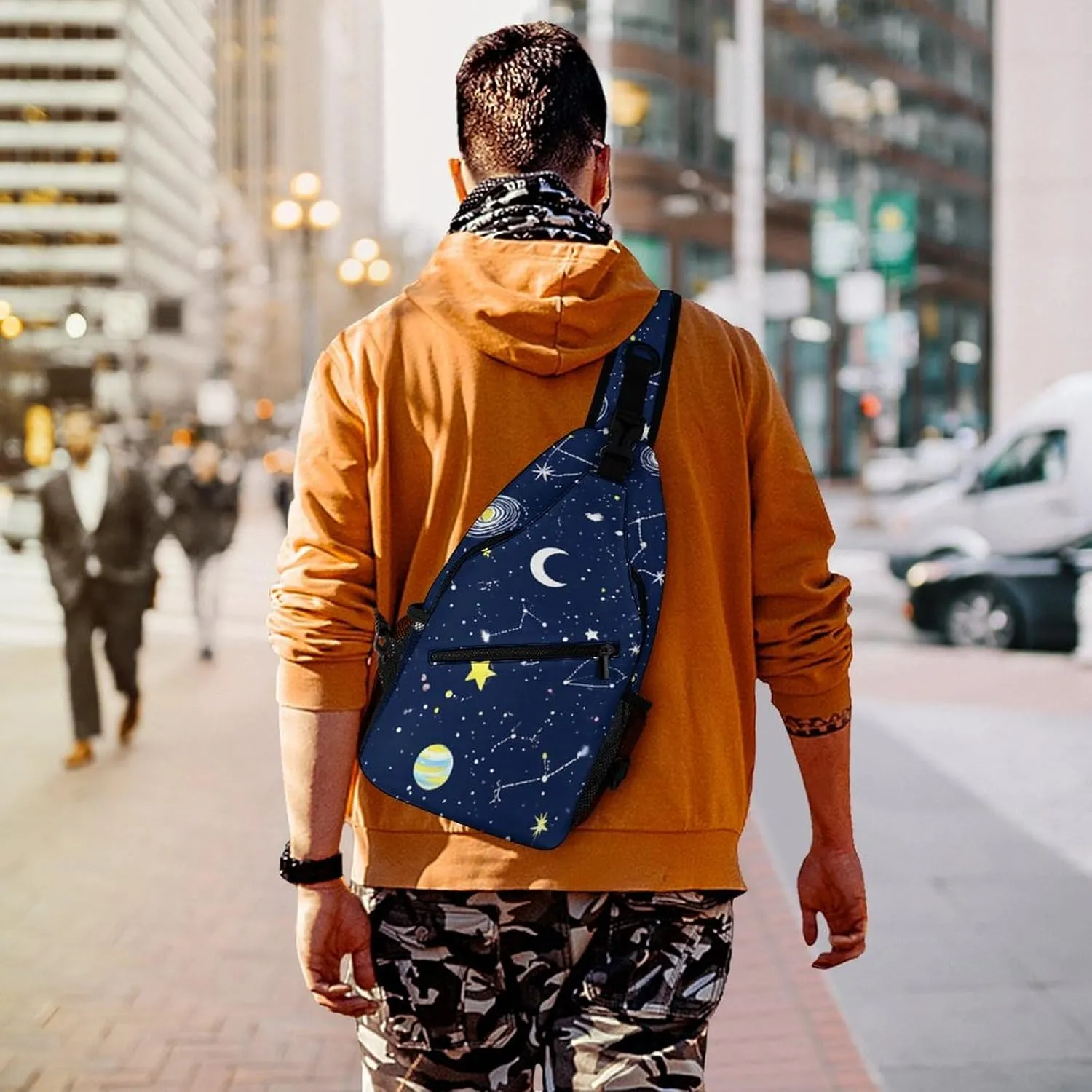 Supdreamc Men & Women Sling Backpack Satchel Bookbags Travel Rucksack Daypack - Multipurpose Anti-Theft Tool Backpack, Crossbody Chest Rucksack, Space Galaxy Constellation Zodiac Starry Night Stars